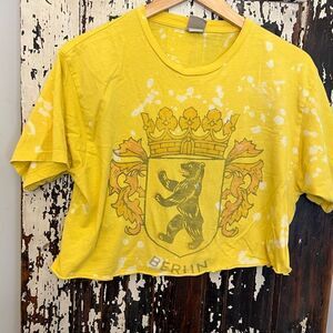 Customized and distressed women’s Junk Food Berlin crop top size L.